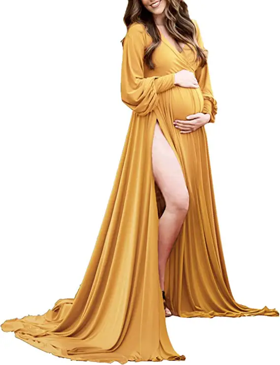 ChoiyuBella Maternity Gown Bishop Sleeves Baby Shower Dress