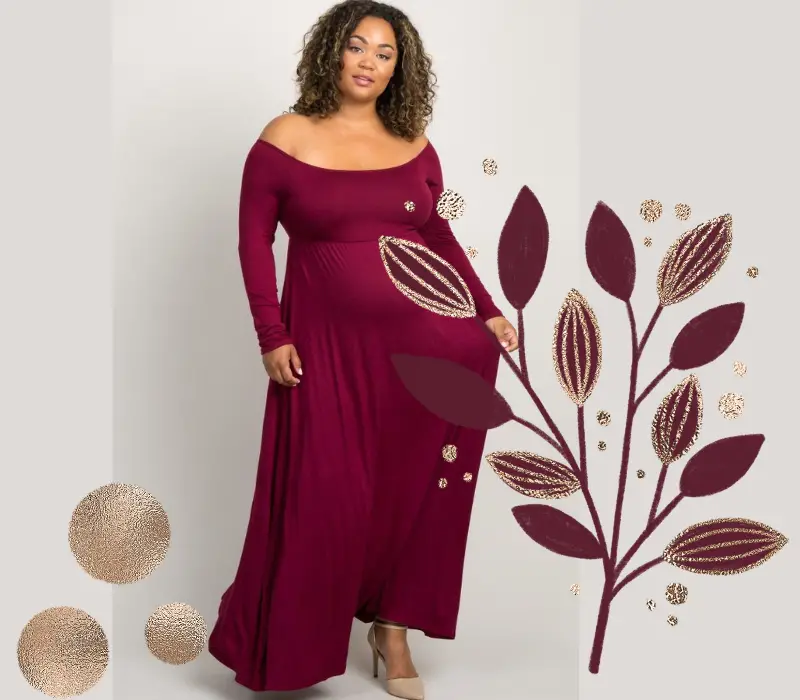 plus size burgundy maternity dress