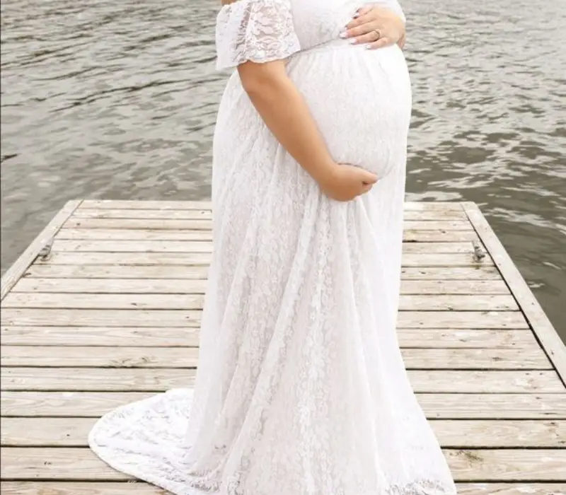 white lace maternity dress 