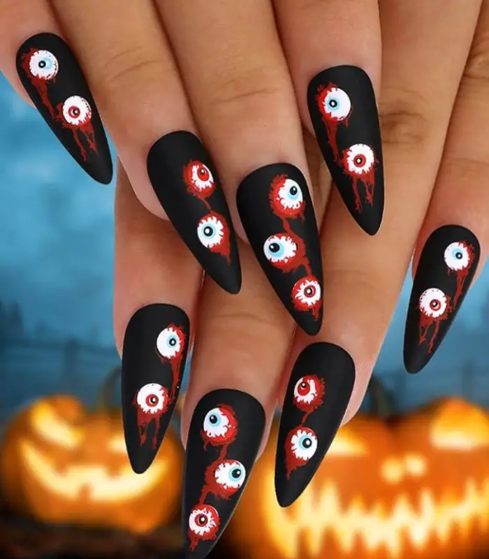 halloween almond nails