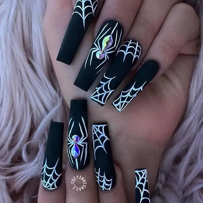 halloween Spider nails Designs 