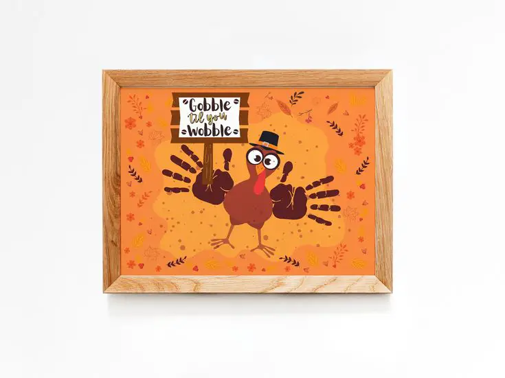 Handprint Turkey Wooden Frame